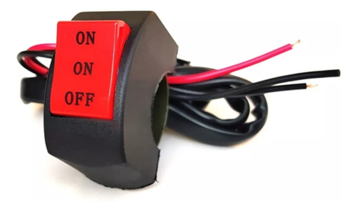 Boton Switch Universal Moto 10 Pzs On / On / Off 2 Pasos NEGRO/ROJO