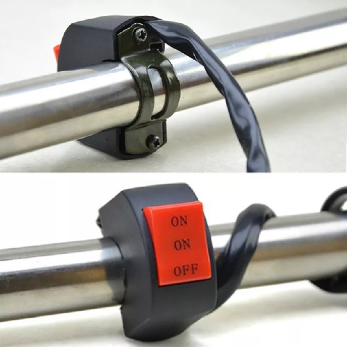 Boton Switch Universal Moto 10 Pzs On / On / Off 2 Pasos NEGRO/ROJO