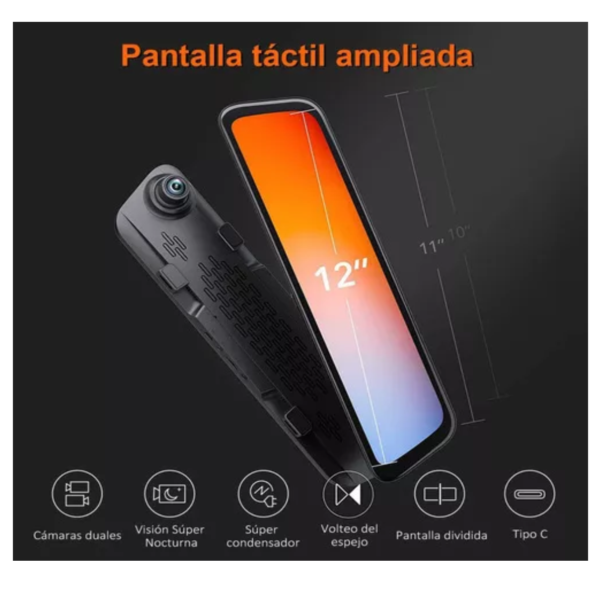 Retrovisor Con Camara Para Automovil 2160p Visión Nocturna,Tarjeta De 32 Gb