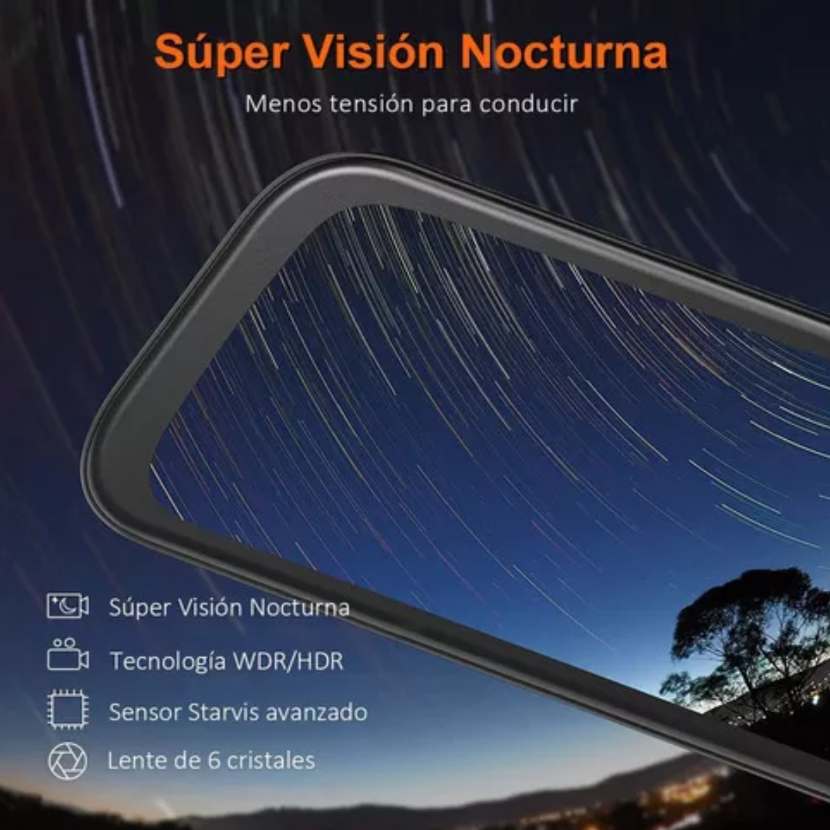 Retrovisor Con Camara Para Automovil 2160p Visión Nocturna,Tarjeta De 32 Gb