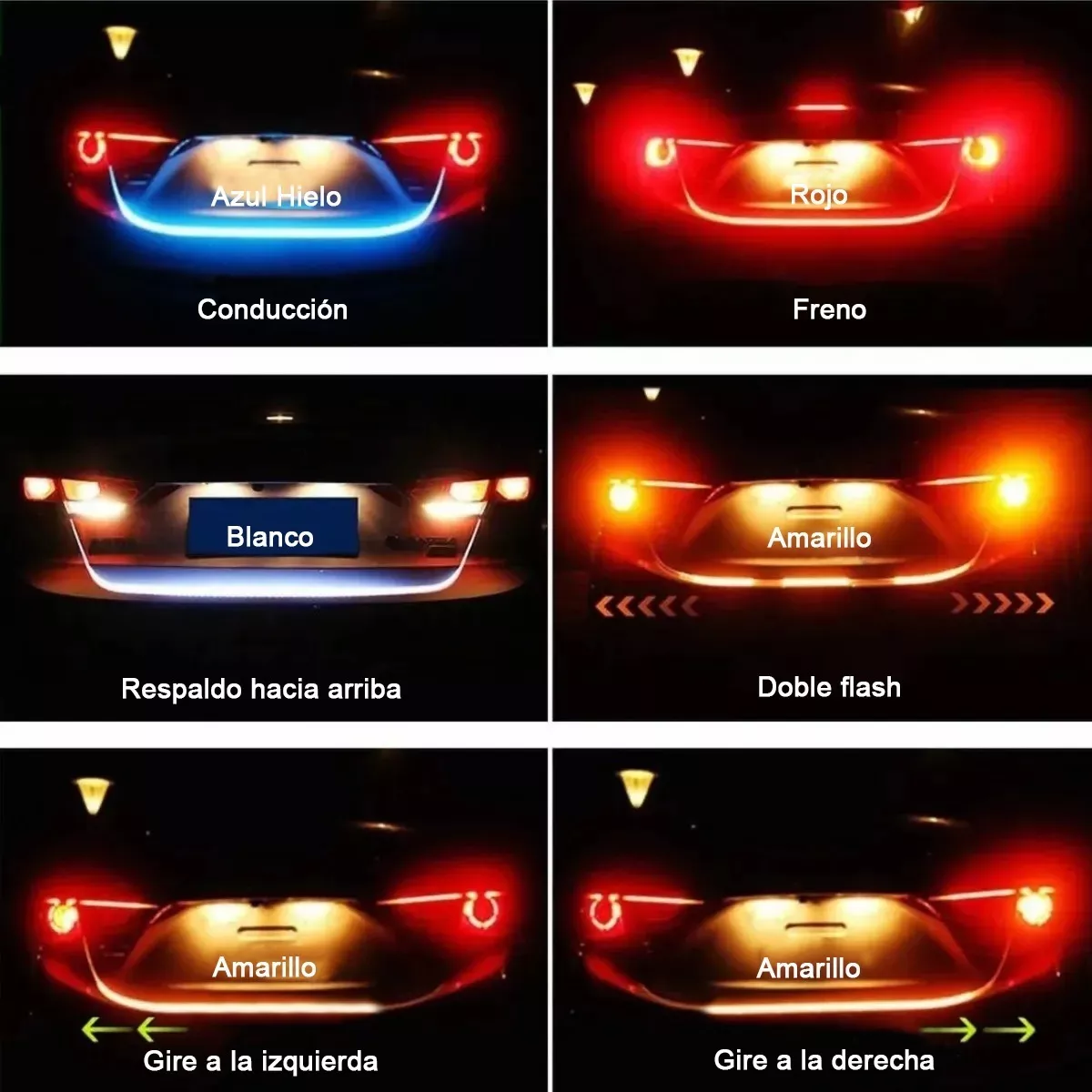 Tira Led Cajuela Auto Azul Glacial Secuencial Color Tunning