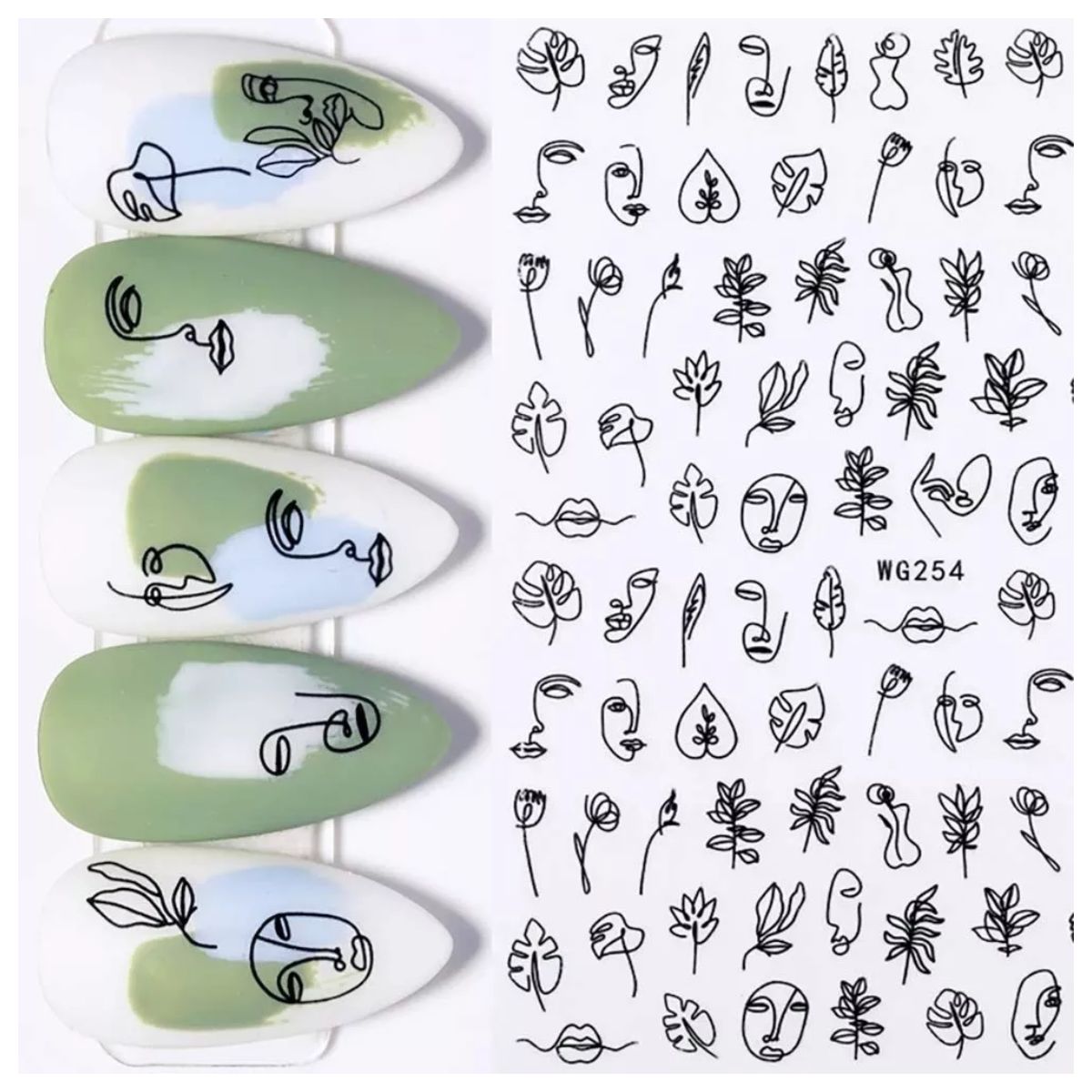 Graffiti Pegatinas Stickers para Uñas Autoadhesivas 6 Hojas, Multicolor