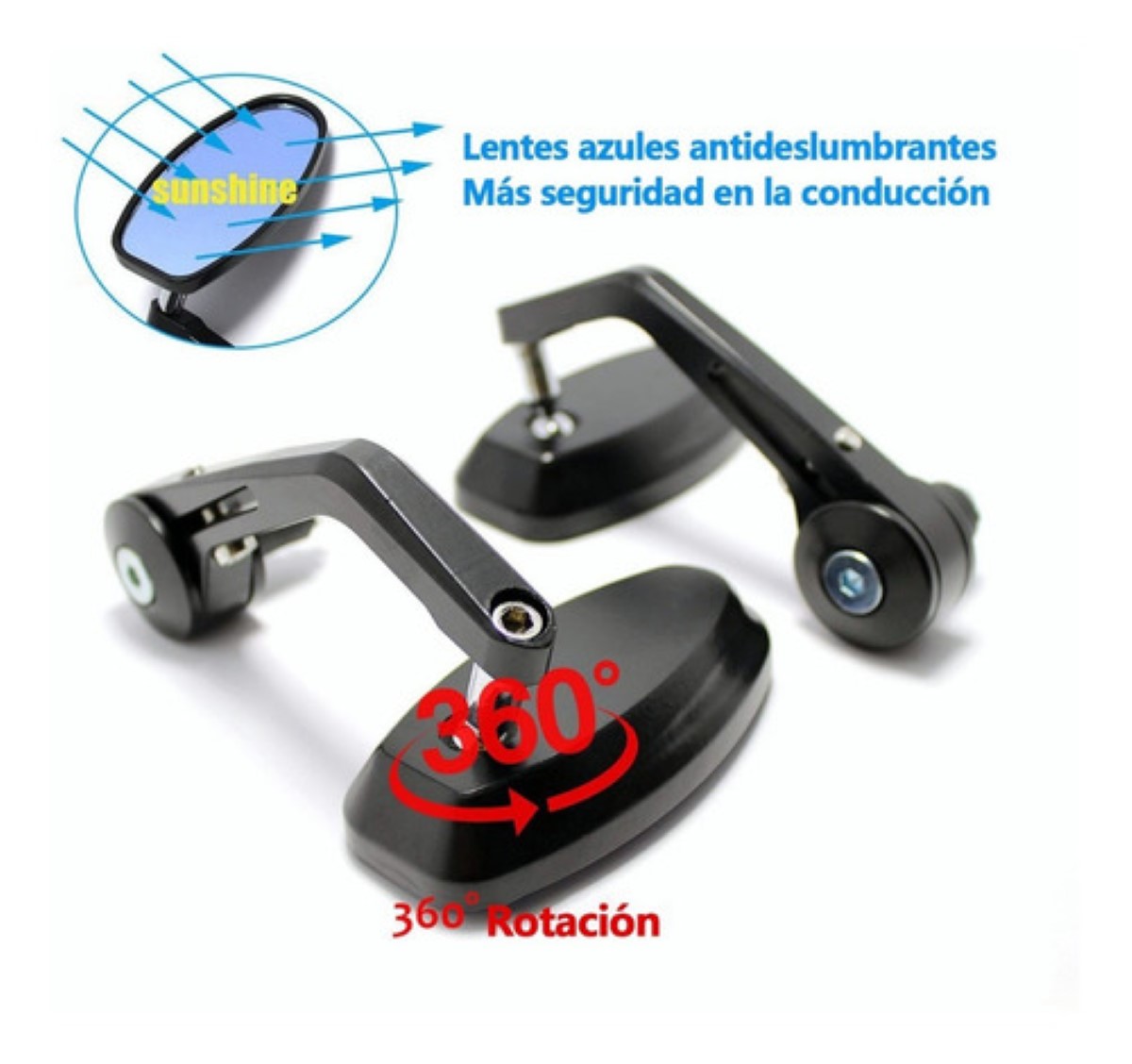 2 Piezas Espejos Moto Deportivos Para Motocicleta NEGRO