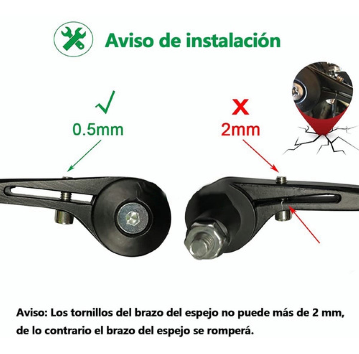 2 Piezas Espejos Moto Deportivos Para Motocicleta NEGRO