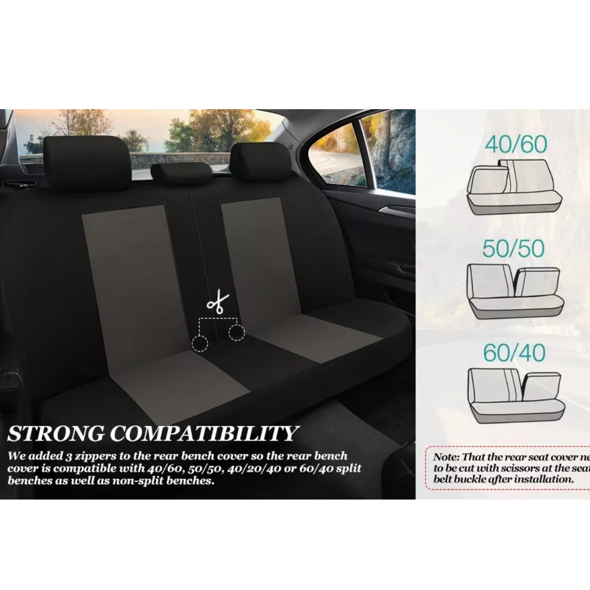 Fundas De Poliéster Para 5 Asientos De Auto Negro