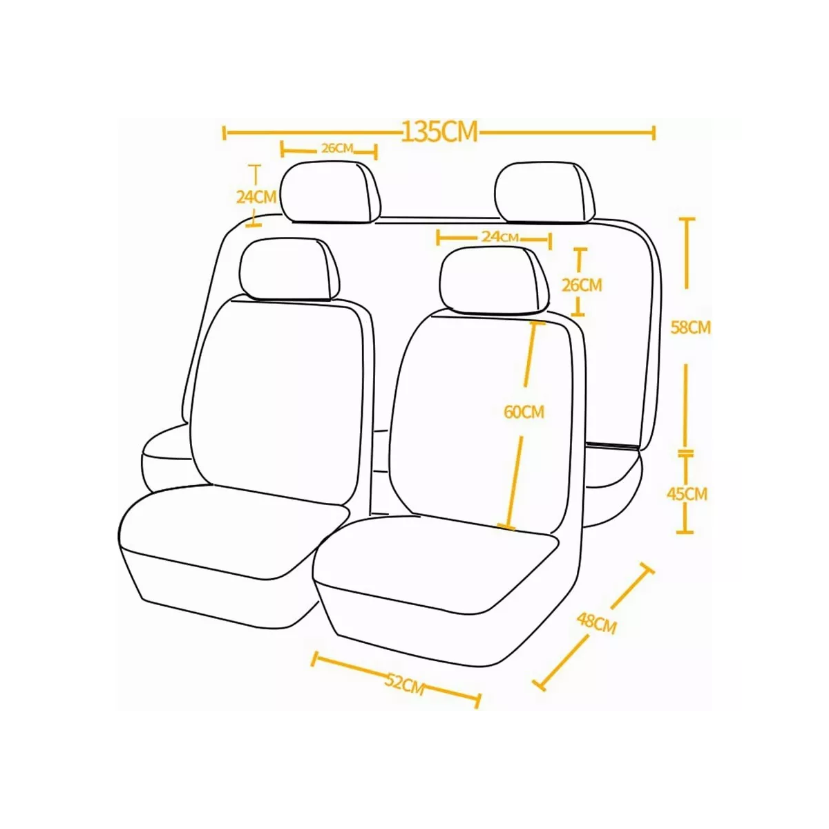 Fundas De Poliéster Para 5 Asientos De Auto Negro