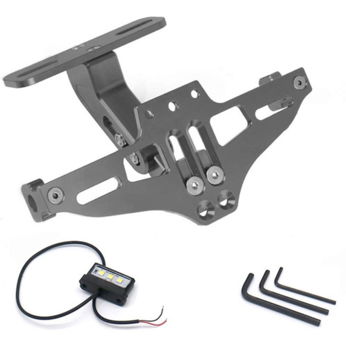 Placa De Matrícula De Aleación De Aluminio C/luz Led P/moto GRIS 