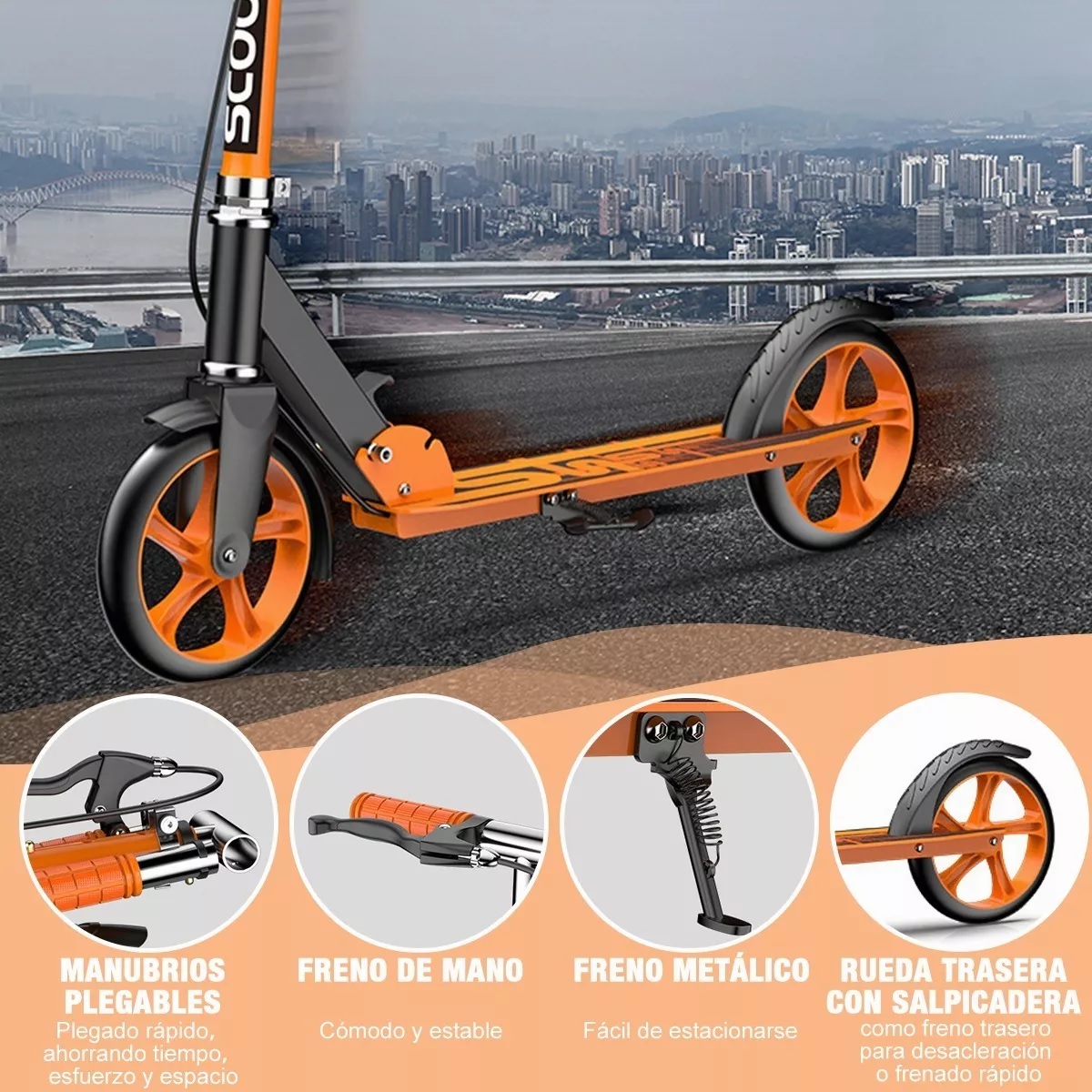 Scooter Para Adultos, Patín Del Diablo Ajustable, Patinete