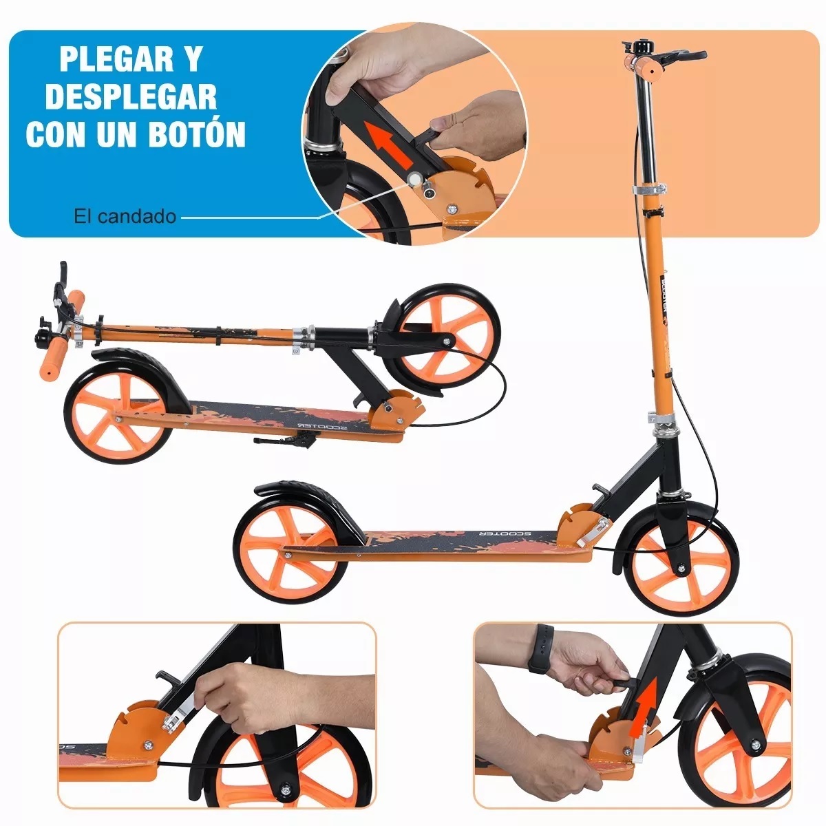 Scooter Para Adultos, Patín Del Diablo Ajustable, Patinete