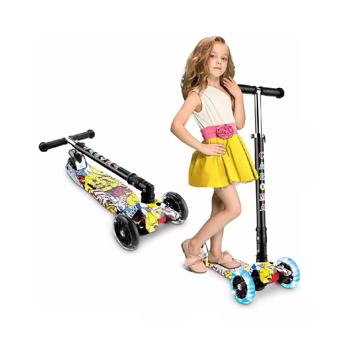 Monopatín De Pie Scooter Plegable Con Luces Para Niños