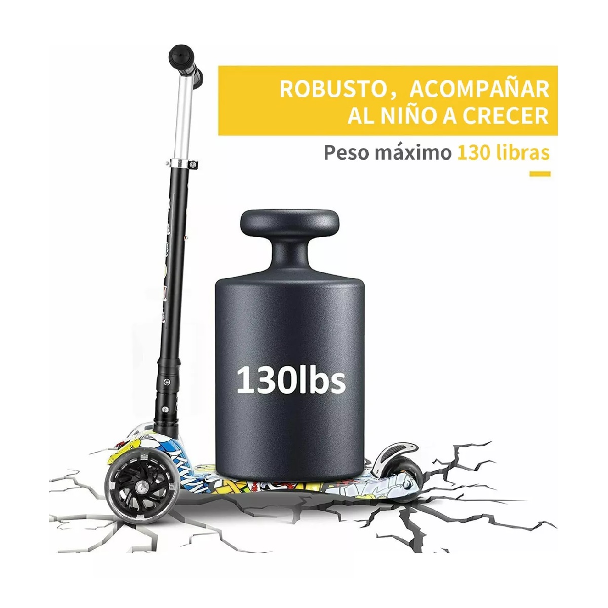 Monopatín De Pie Scooter Plegable Con Luces Para Niños