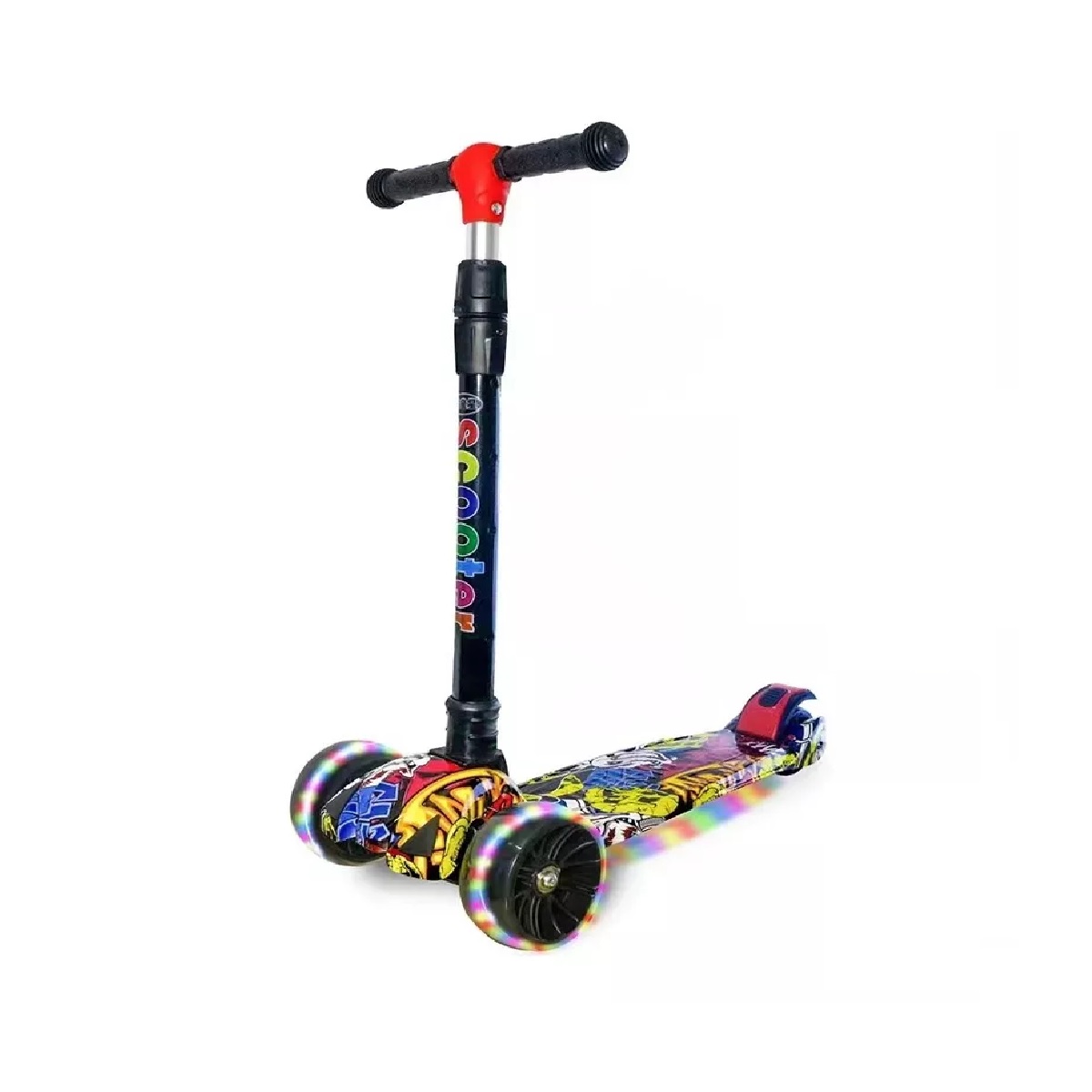 Scooter De Tres Ruedas Con Luces Led Y Música,  Negro