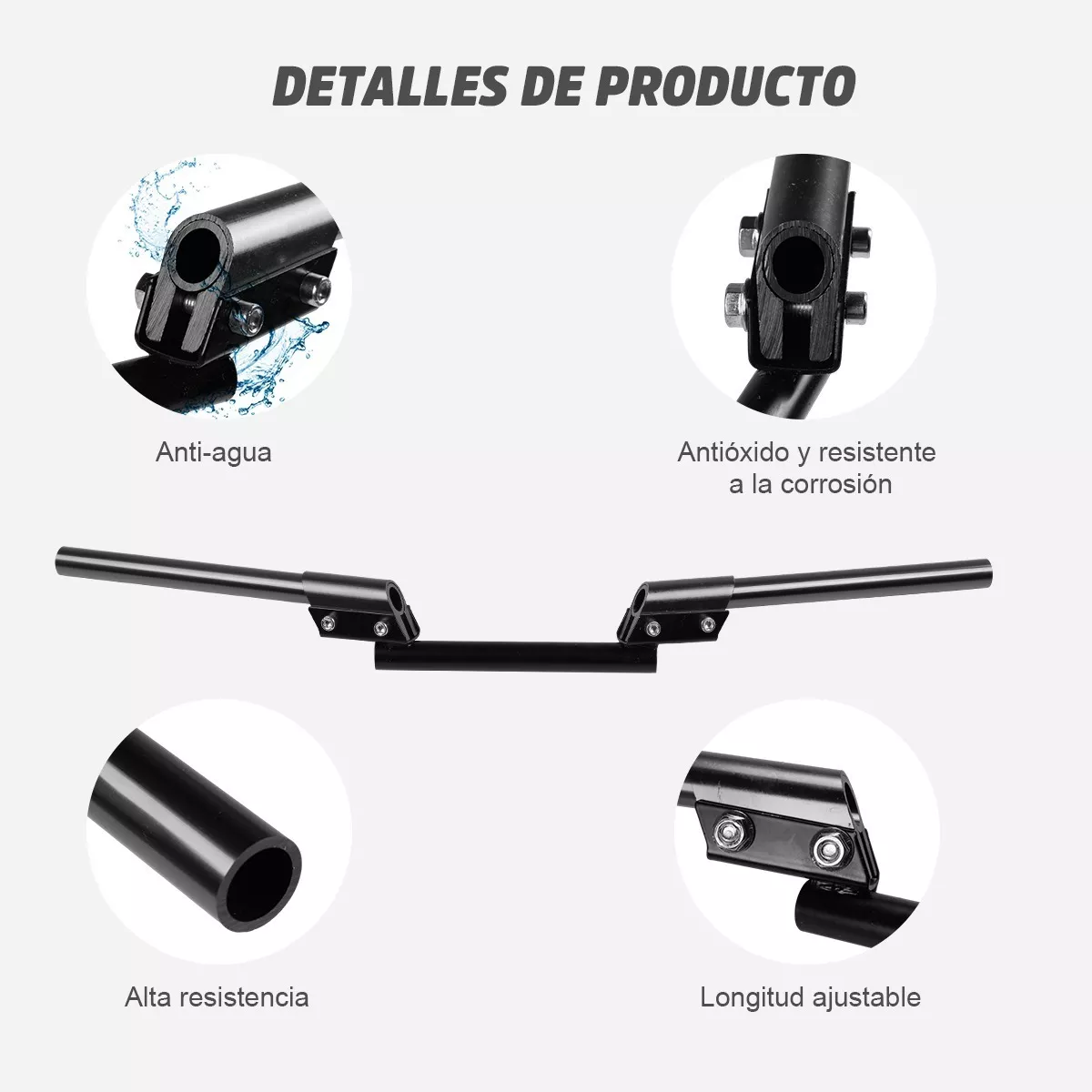 Manubrio Deportivo Moto Metalico Universal Posiciones Pzs Negro
