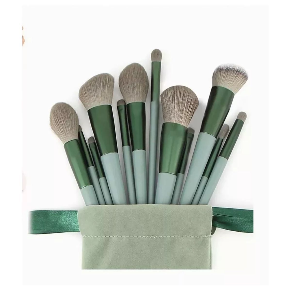 Set De Brochas De Maquillaje Profesional 13 Pcs, Color Verde