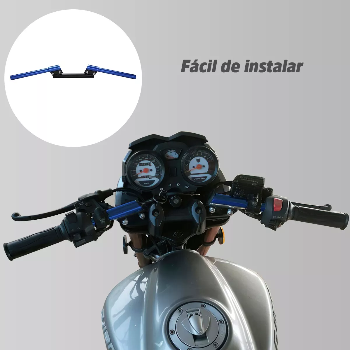 Manubrio Deportivo Moto Metalico Universal Posiciones 3 Pzs Azul