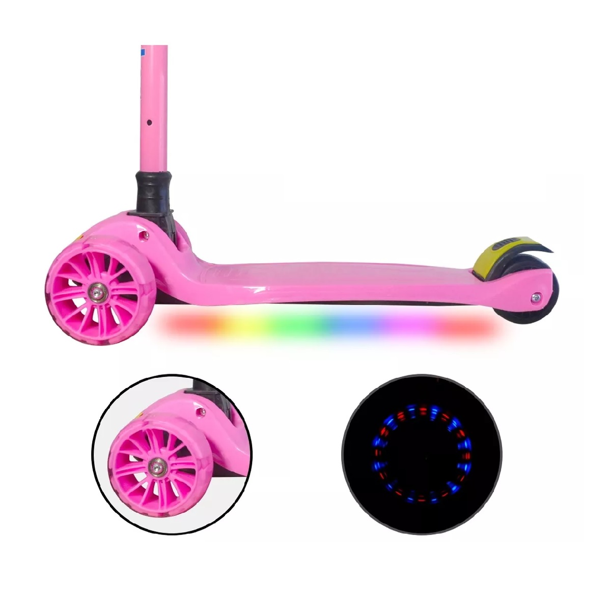 Scooter De Tres Ruedas Con Luces Led Y Música,  Rosa Puro