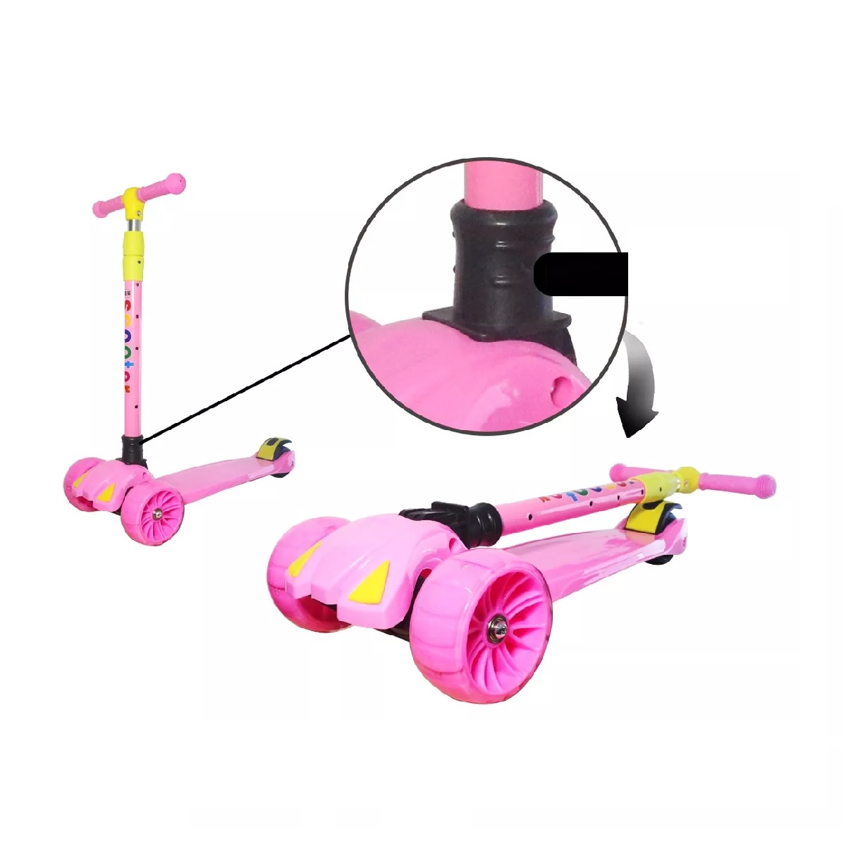 Scooter De Tres Ruedas Con Luces Led Y Música,  Rosa Puro