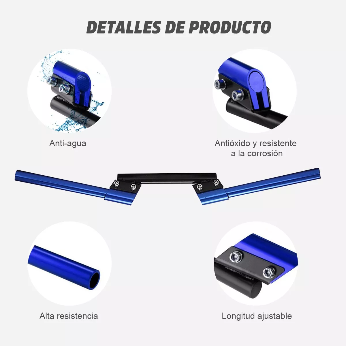 Manubrio Deportivo Moto Metalico Universal Posiciones 3 Pzs Azul