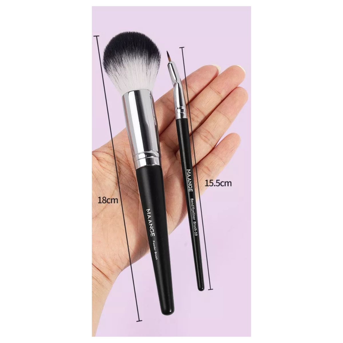 Set De Brochas Maquillaje Profesional 18 Piezas, Color Negro + Plata