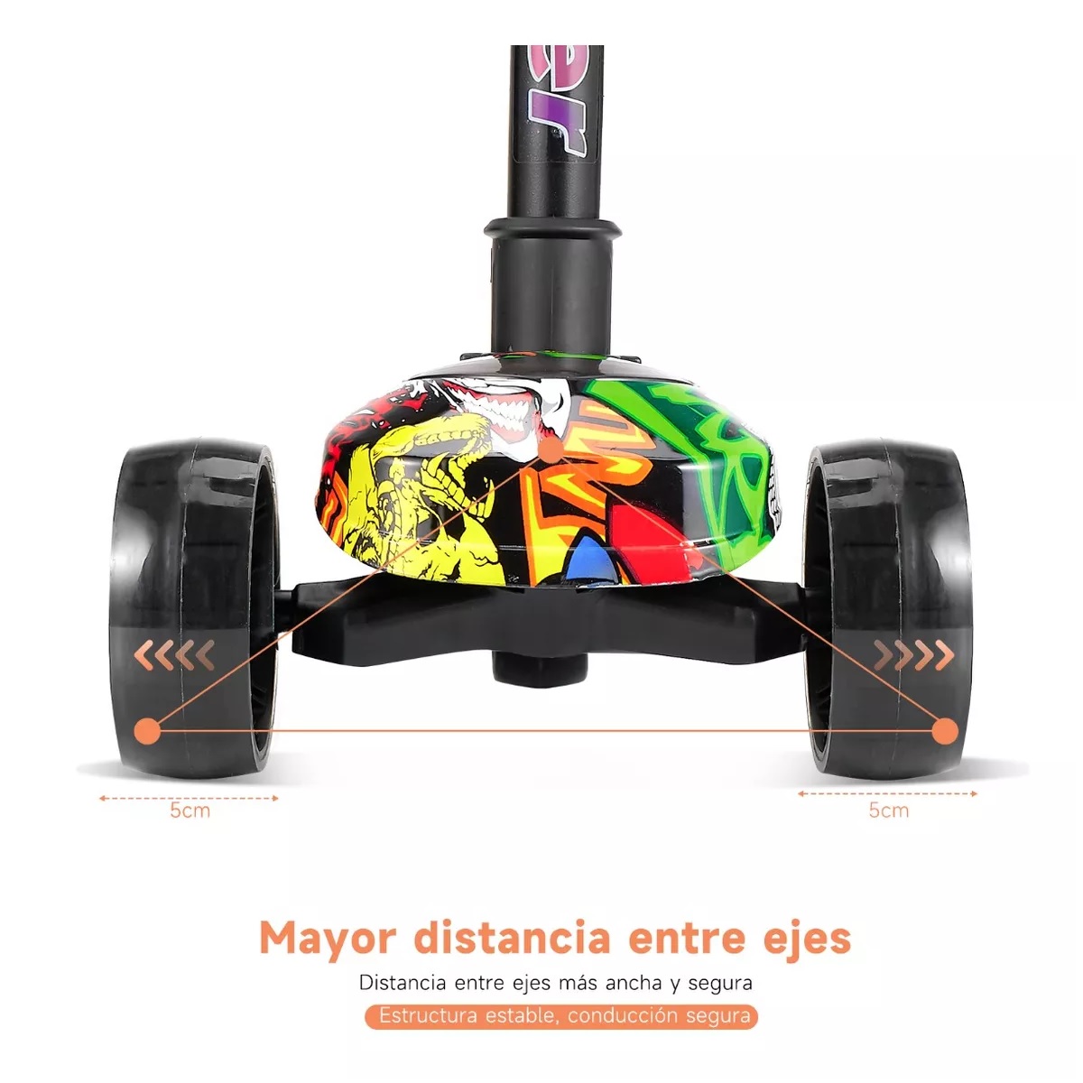 Monopatín De Pie Scooter Desmontable Estables Y Luces Led