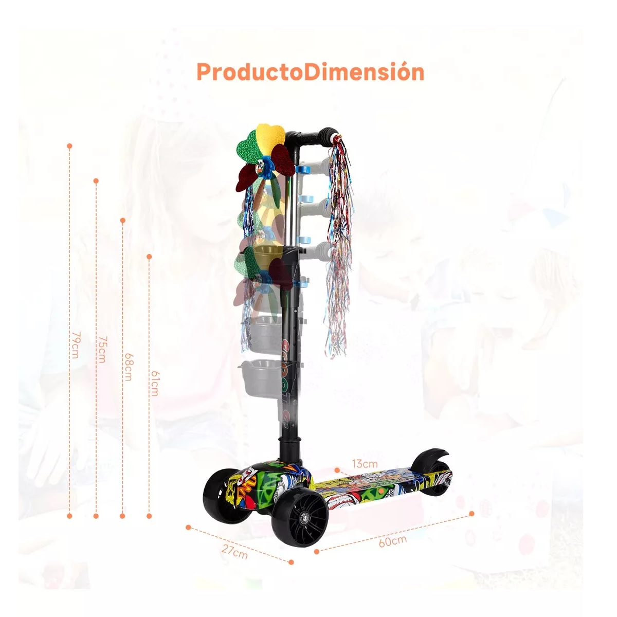 Monopatín De Pie Scooter Desmontable Estables Y Luces Led