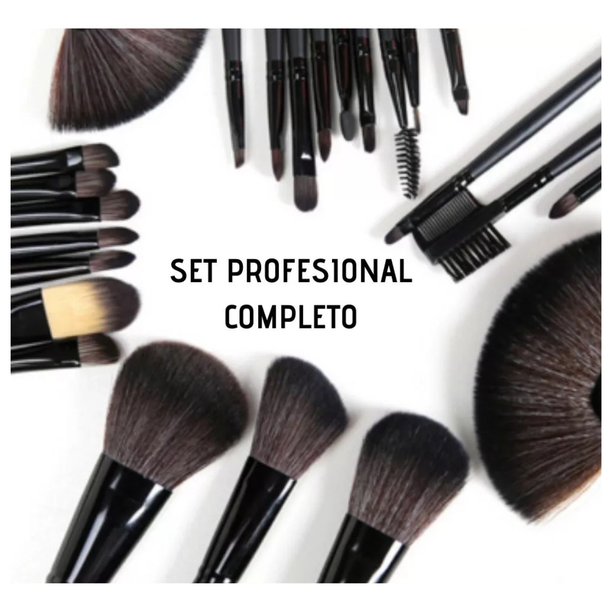 Brochas De Maquillaje Kit 24 Pcs Para Maquillaje Profesional, Color Negro
