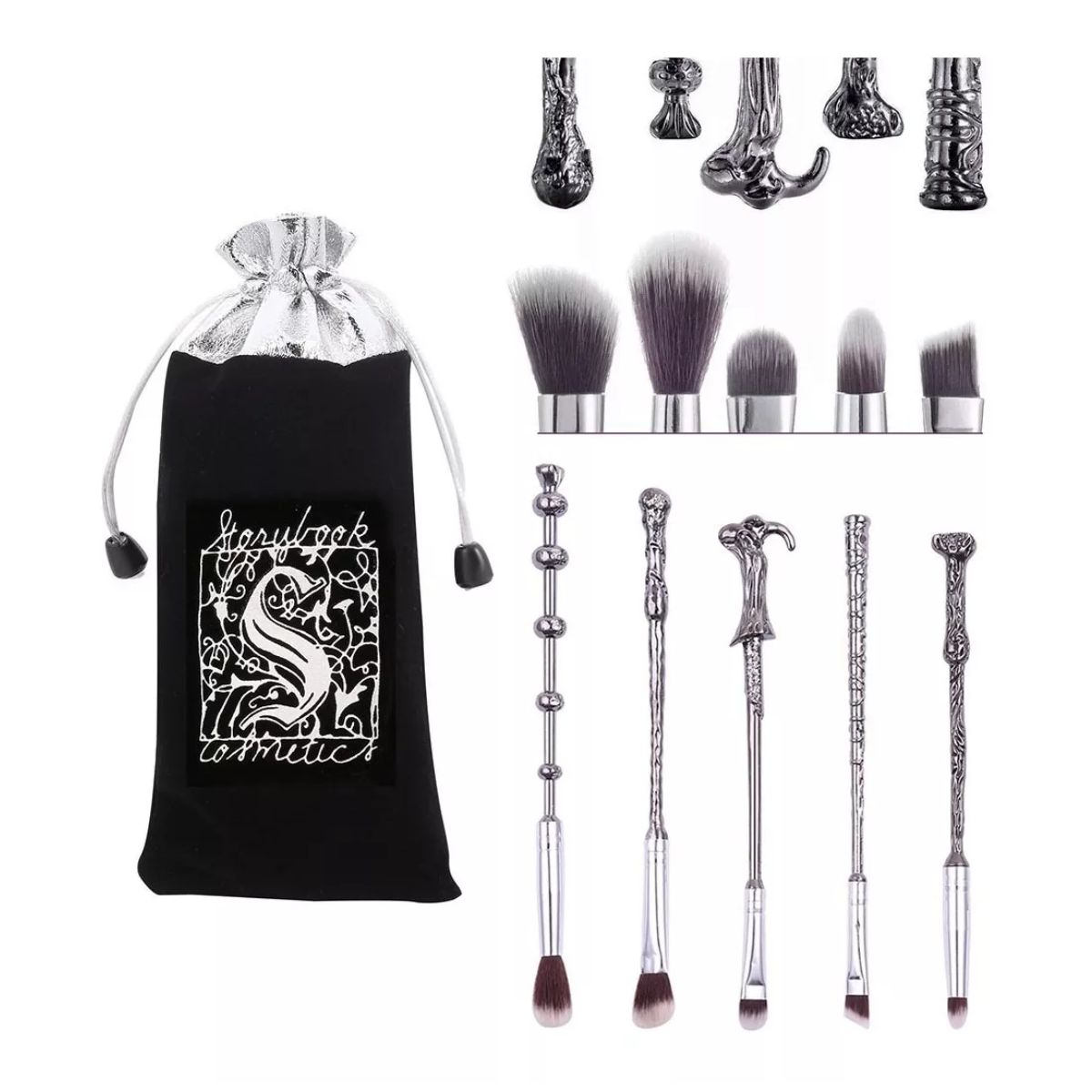 Set De 5 Brochas Harry Potter Para Ojo 5 Pzs, Color Plata