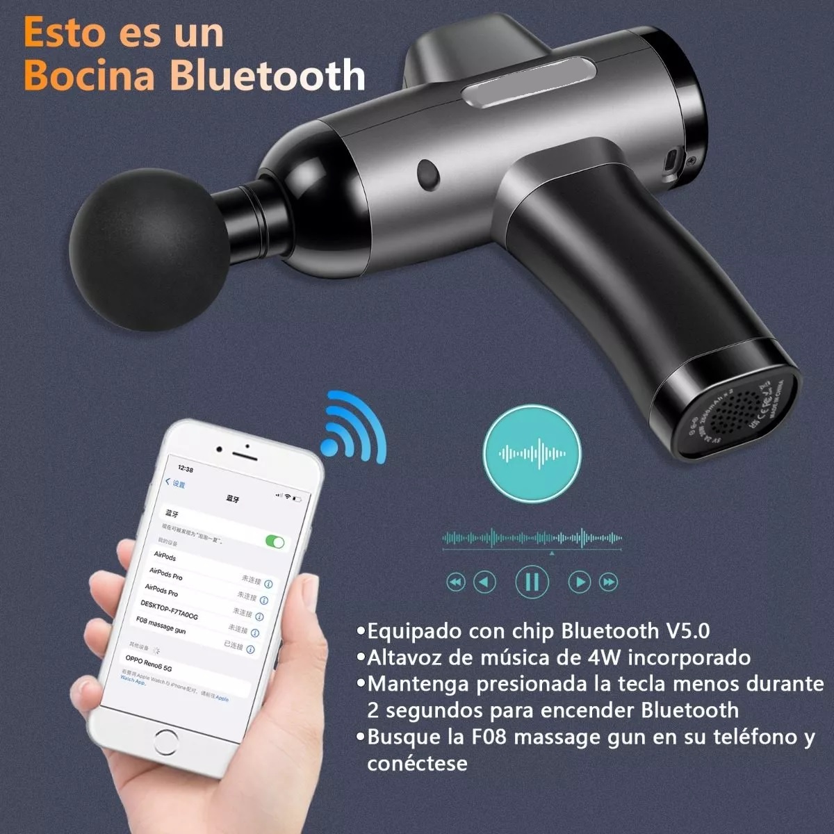 Pistola De Masaje Masajeador Electrico Multifunción 3 En 1