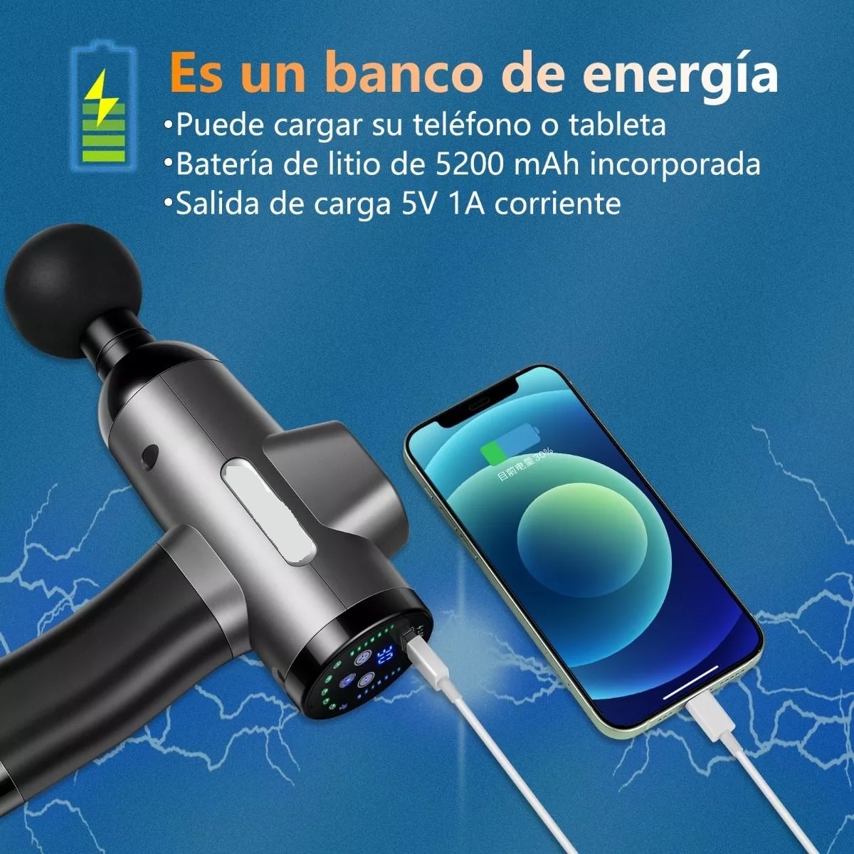 Pistola De Masaje Masajeador Electrico Multifunción 3 En 1