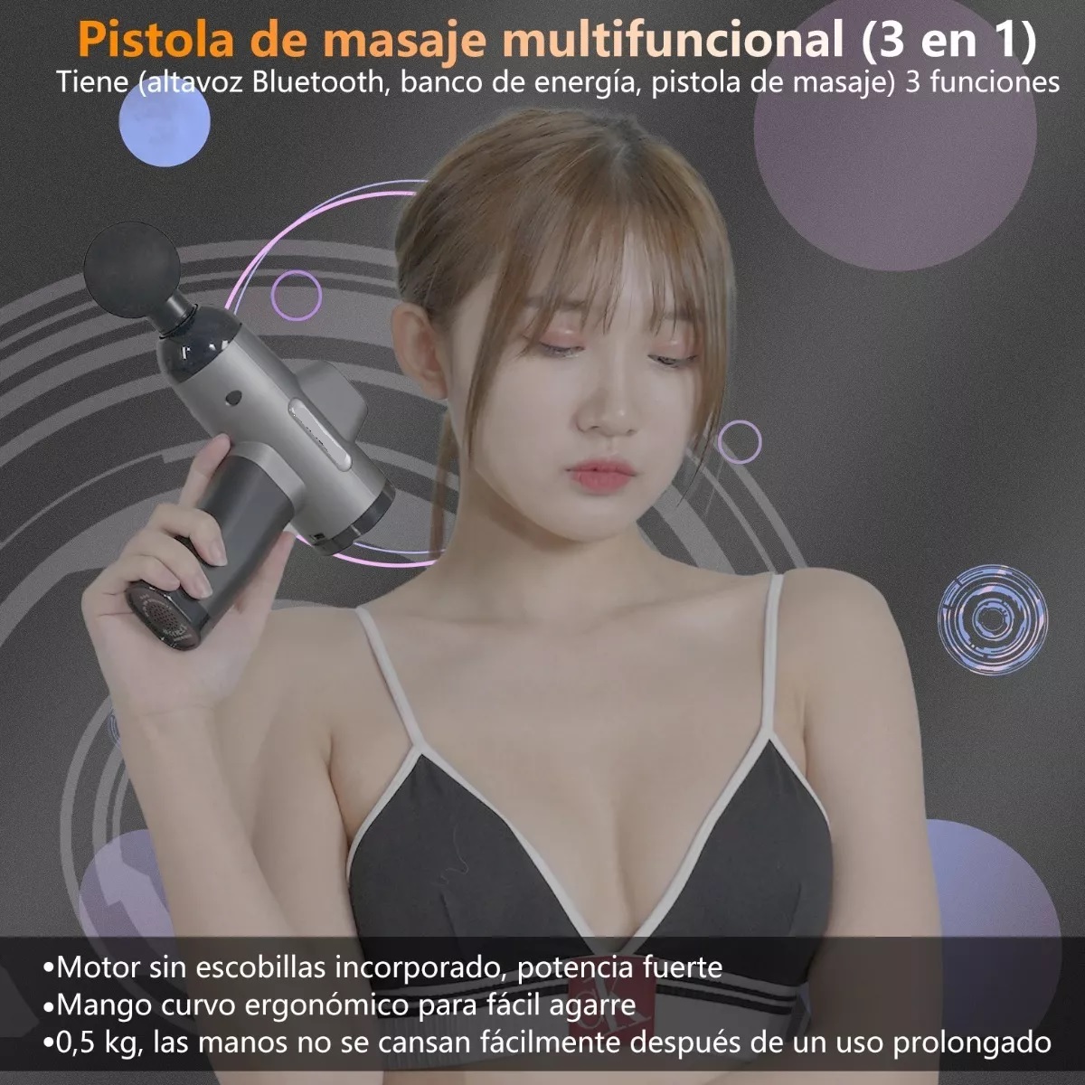 Pistola De Masaje Masajeador Electrico Multifunción 3 En 1