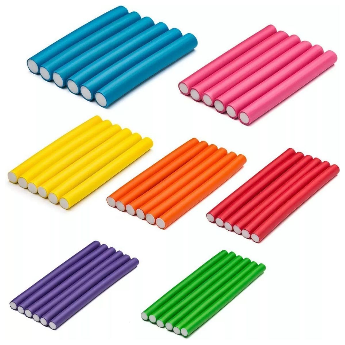 Rizadoras Paquete 42 Rulos Flexibles De 7 Para Cabello coloridos 