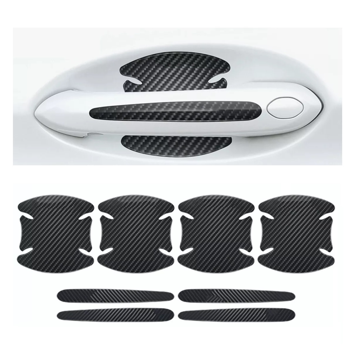 Protector Manijas Exterior 4 Puertas Tipo Fibra De Carbono Negro