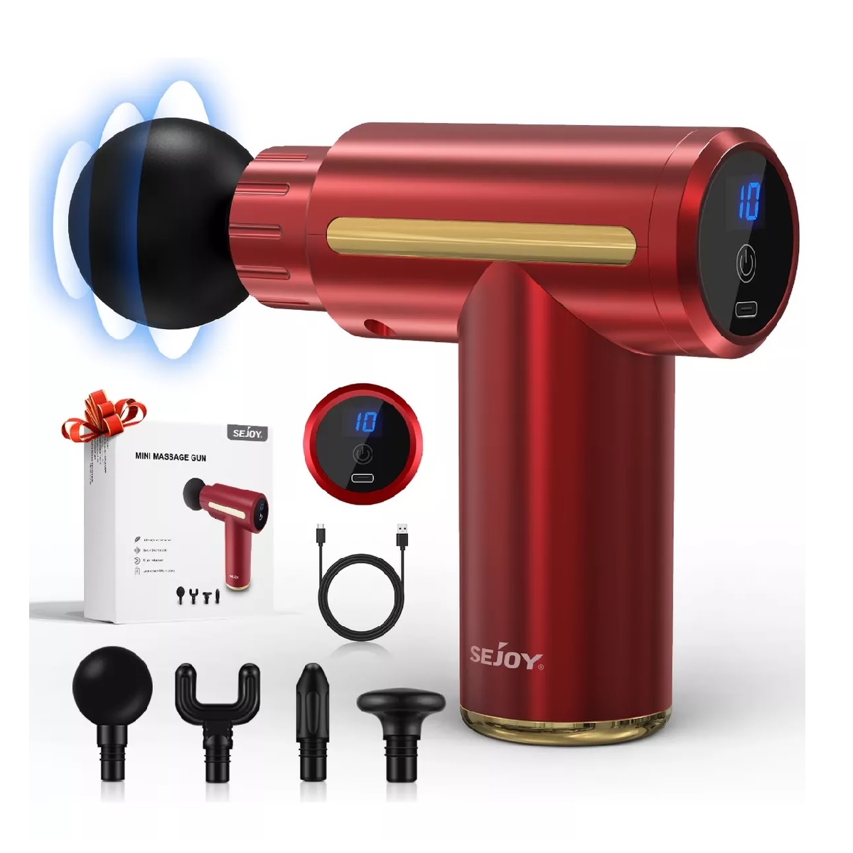 Pistola De Para Masaje Muscular Pistola De Percusion Rojo