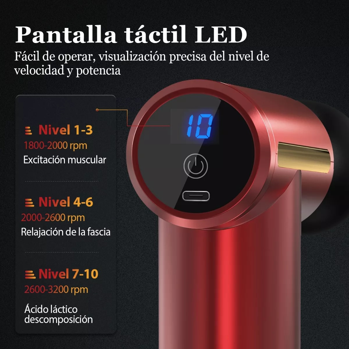 Pistola De Para Masaje Muscular Pistola De Percusion Rojo