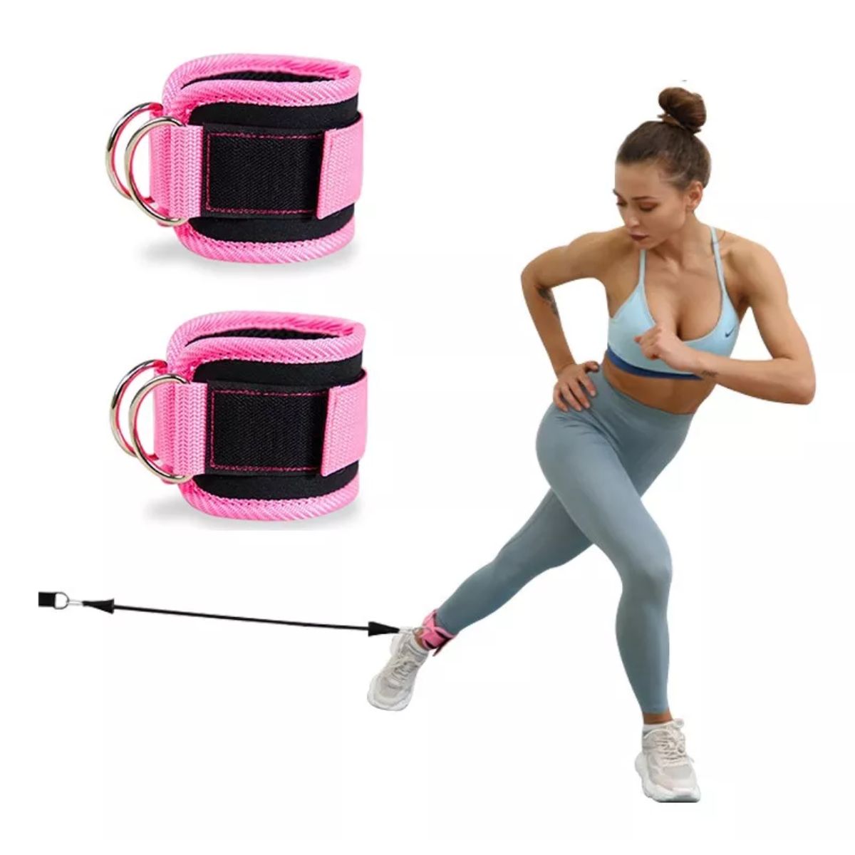 Grillete Para Tobillo Gym Entrenamiento De Glúteo 2 Pz ROSA 