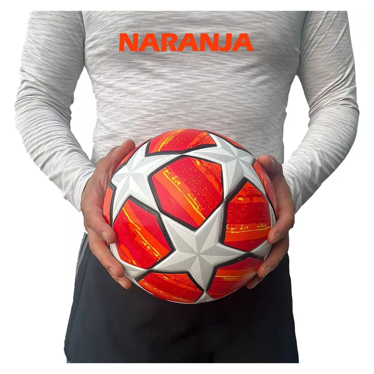 Balón Fútbol Soccer Champions Profesional Estrellas Hibrido BLANCO/NARANJA