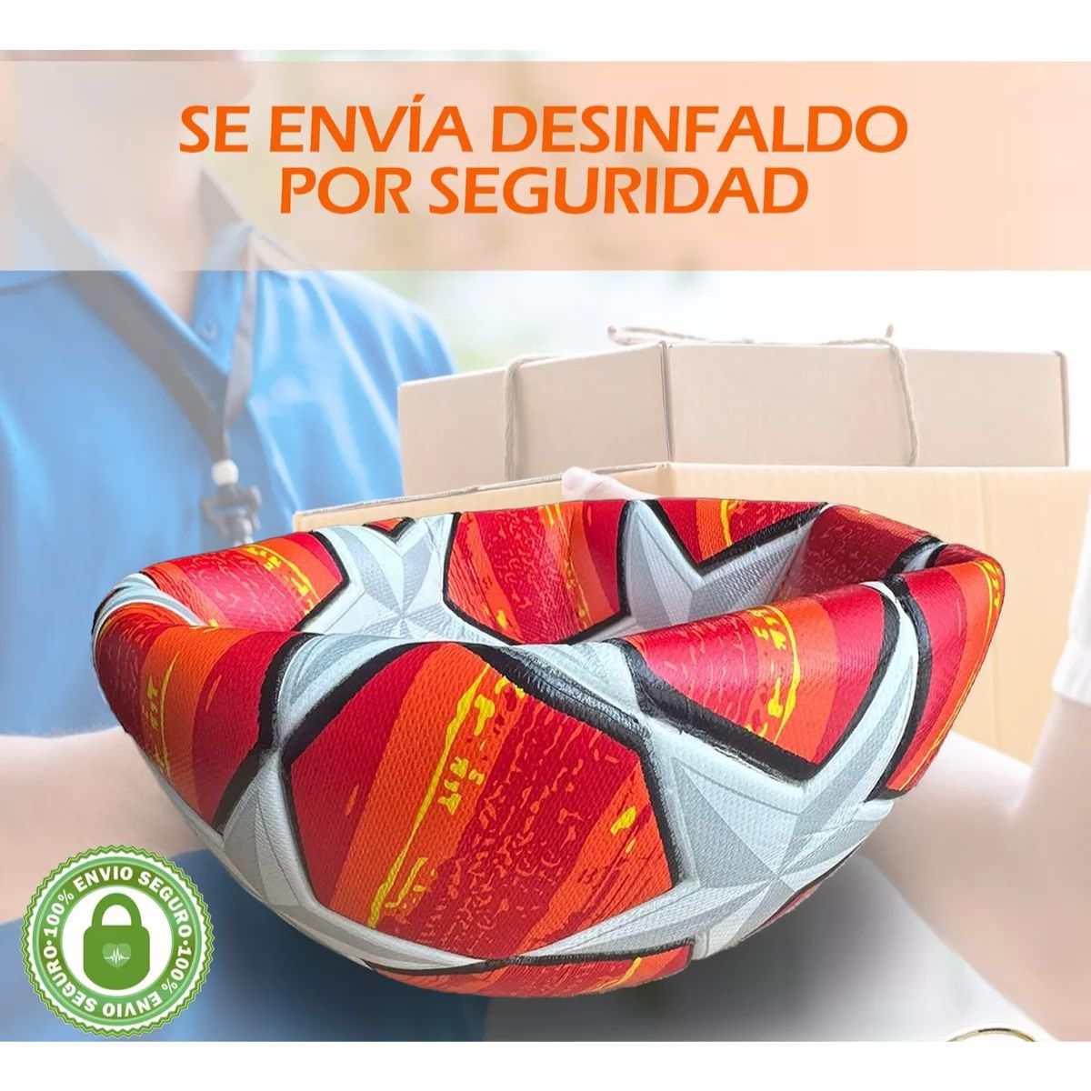 Balón Fútbol Soccer Champions Profesional Estrellas Hibrido BLANCO/NARANJA