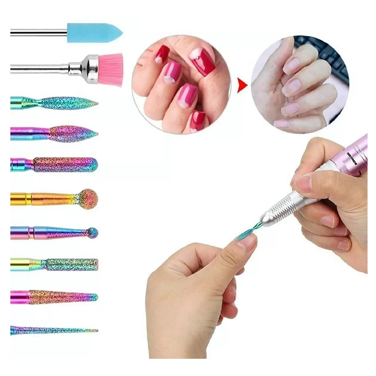 Set 13 Piezas Brocas Para Uñas Accesorios De Pulidor Uñas Limpio