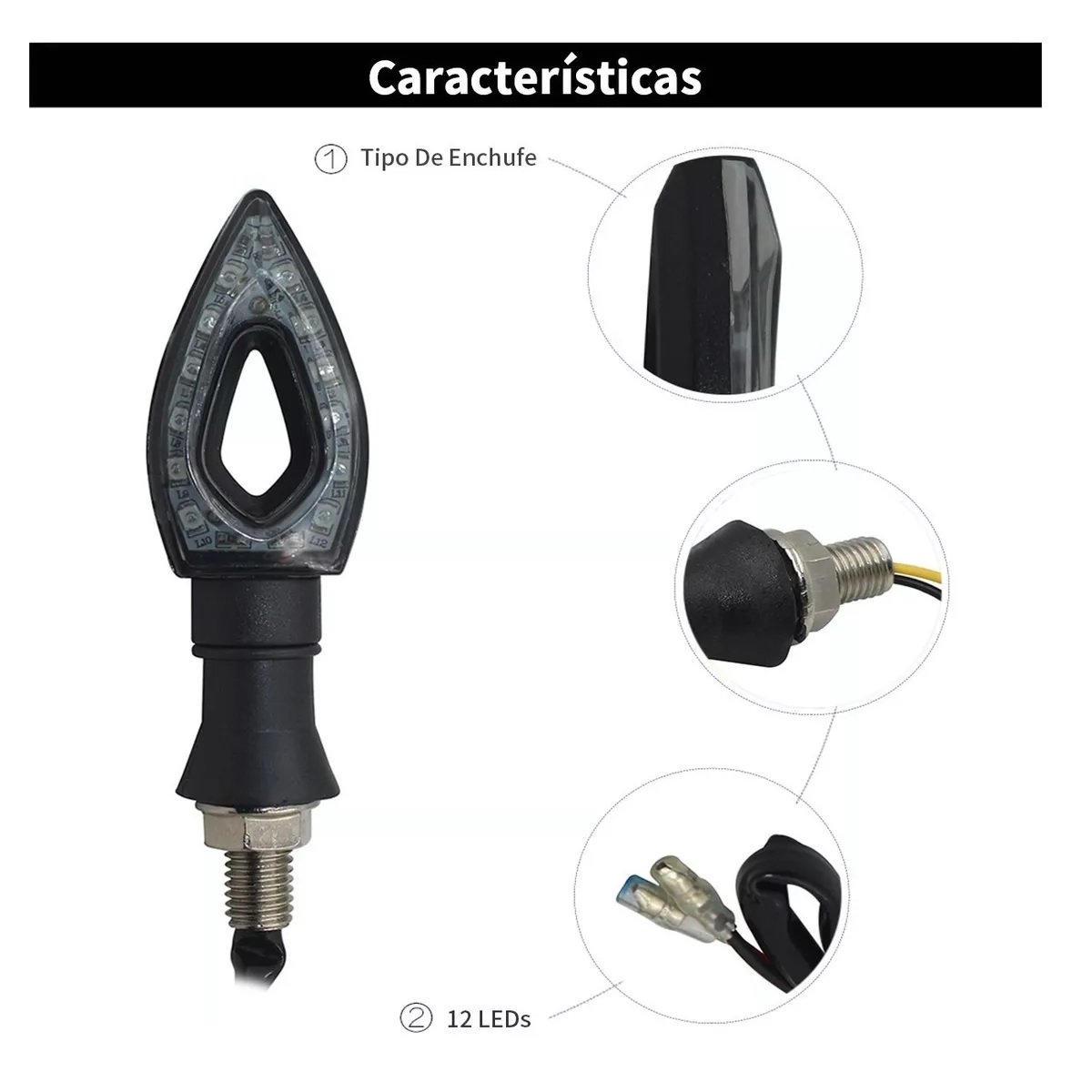 Par Luces Led Direccionales Moto Ahuecar Laterales 2pz  Rojo