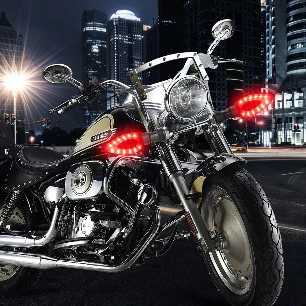 Par Luces Led Direccionales Moto Ahuecar Laterales 2pz  Rojo