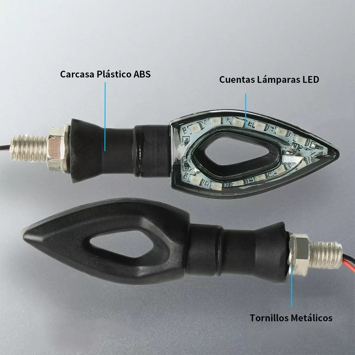 Par Luces Led Direccionales Moto Ahuecar Laterales 2pz  Rojo