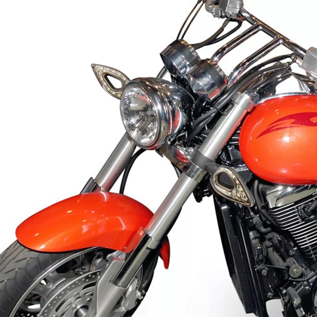 Par Luces Led Direccionales Moto Ahuecar Laterales 2pz  Rojo