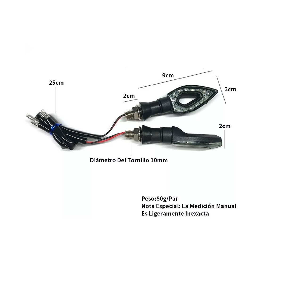 Par Luces Led Direccionales Moto Ahuecar Laterales 2pz Ambar