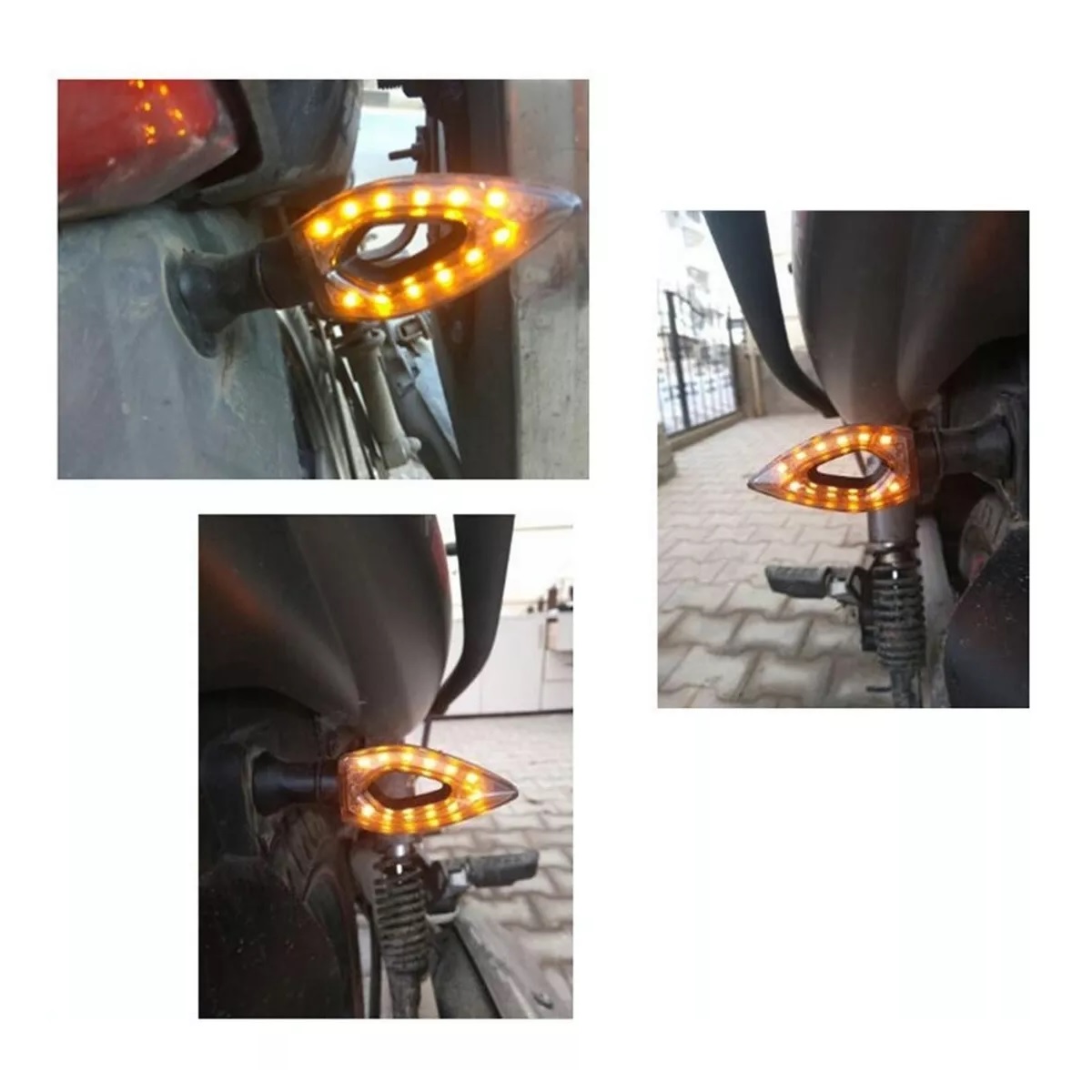 Par Luces Led Direccionales Moto Ahuecar Laterales 2pz Ambar