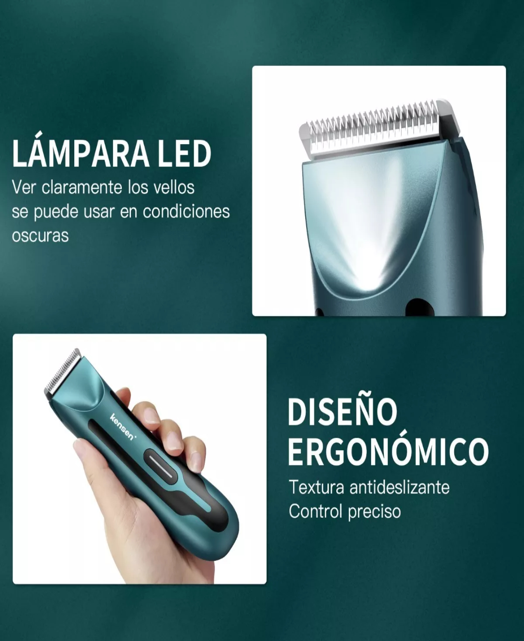 Rasuradora Eléctrica Recargable Corporal Zonas Intimas + Luz