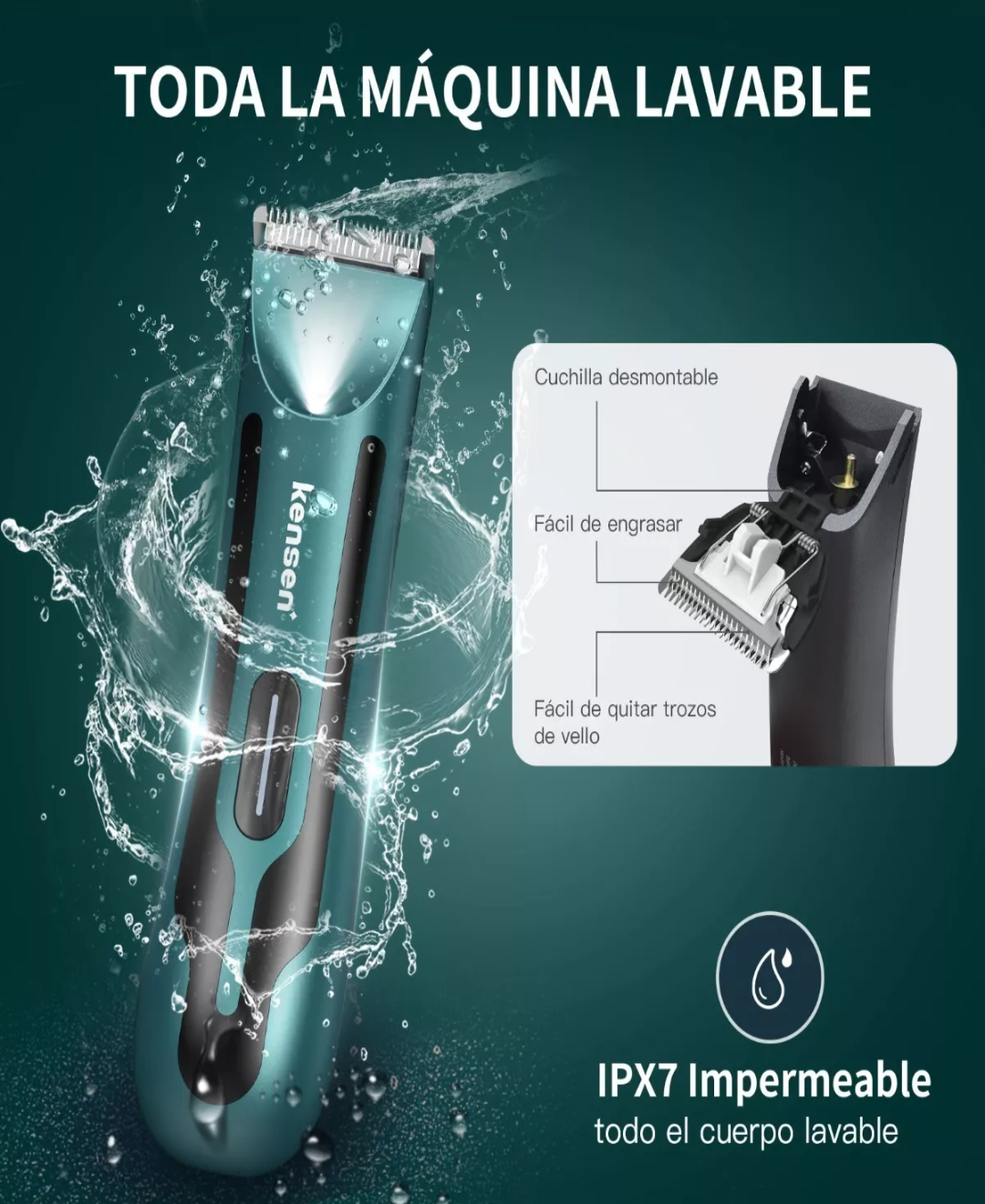 Rasuradora Eléctrica Recargable Corporal Zonas Intimas + Luz