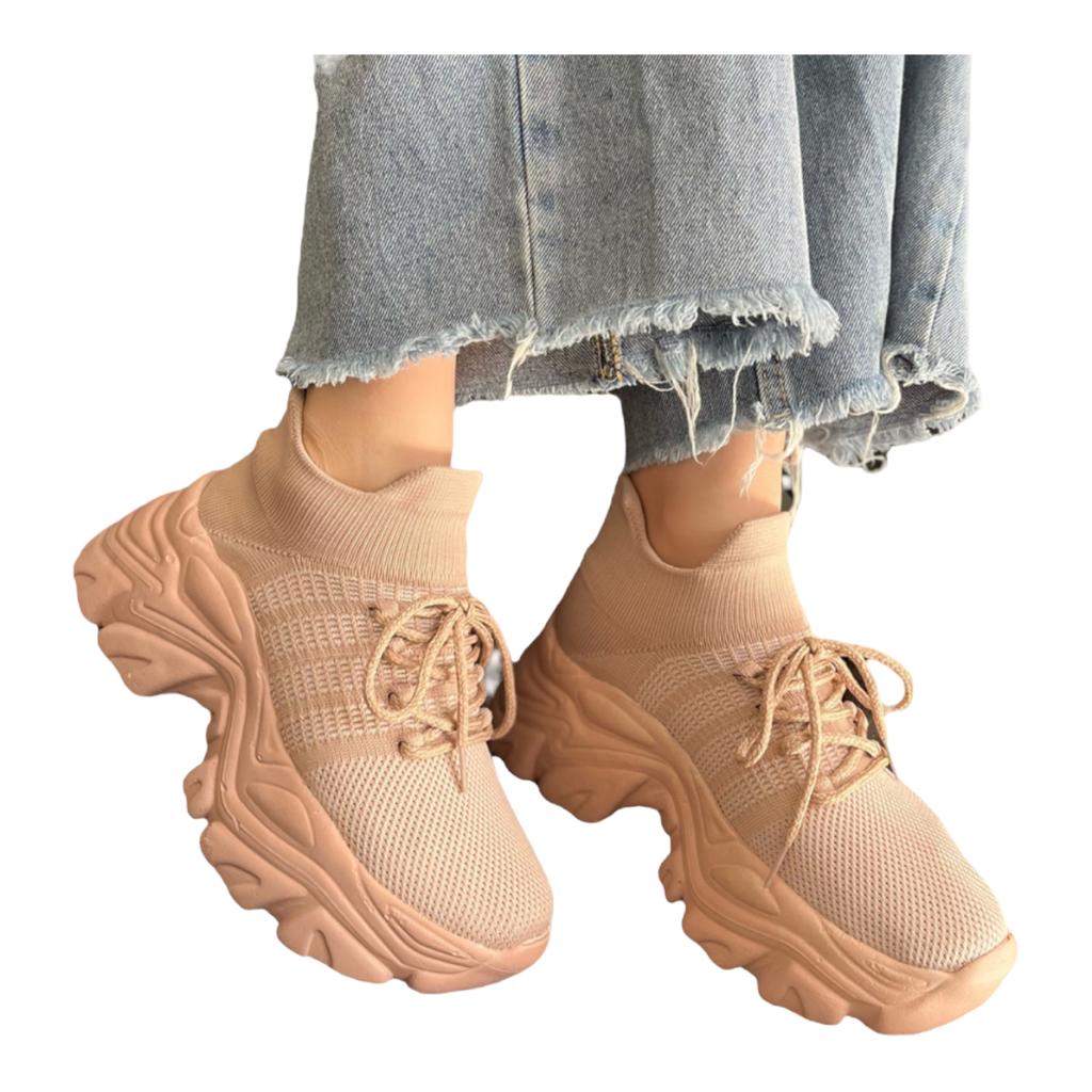 Tenis Sneakers rosa pastel De Plataforma Hurka