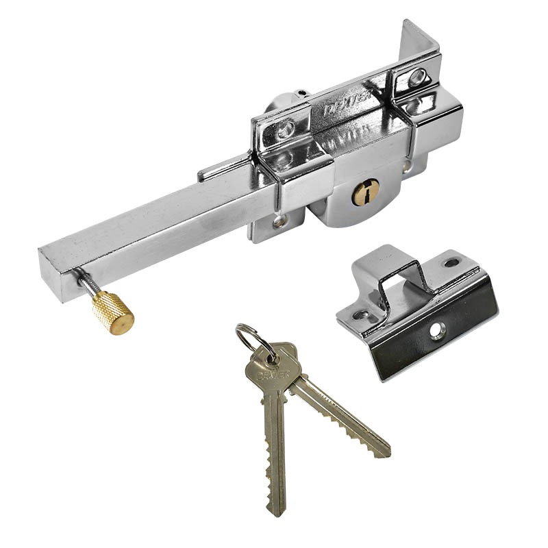 Cerradura Chapa de Pasador o Barra Cromado Izquierda Llave Sencilla Dexter