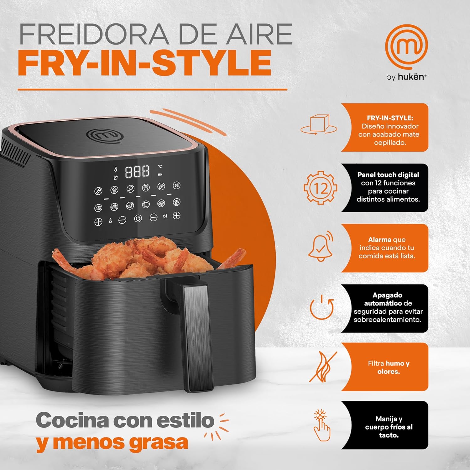 Freidora de aire Masterchef 3.5 litros negra MK-AF-35TM