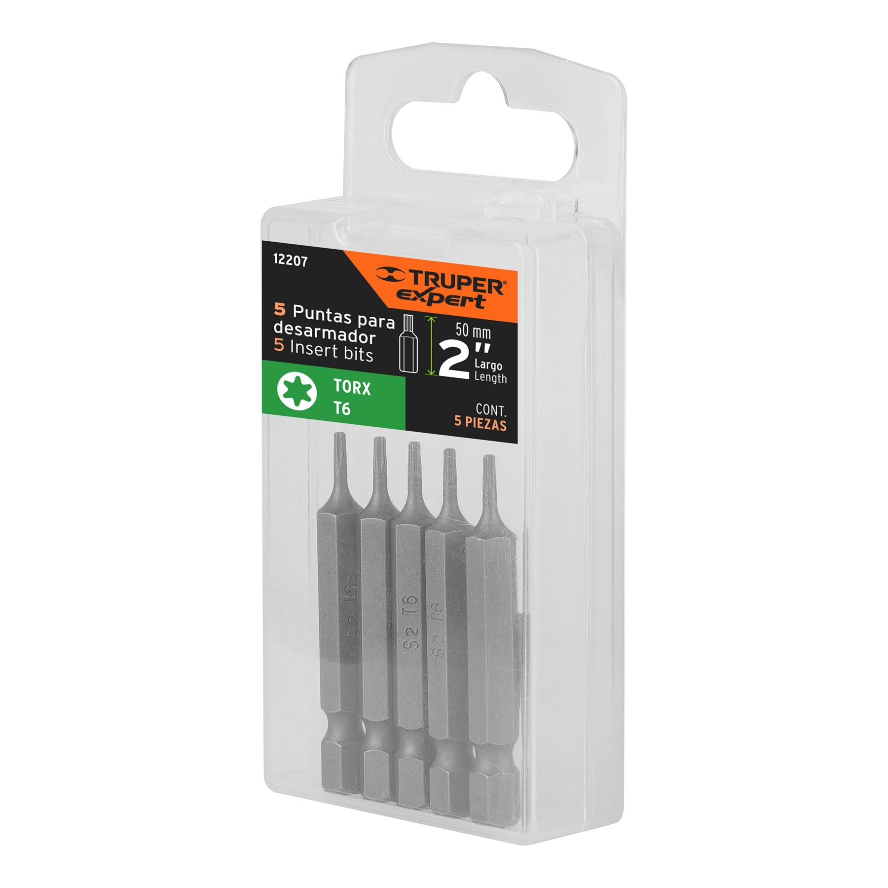 ESTUCHE CON 5 PUNTAS TORX T6 LARGO 2", TRUPER EXPERT 12207